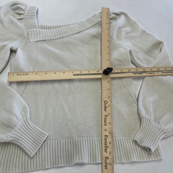 Marissa Webb Sweater Womens X Small White Asymmetric Knit Puff Sleeve Wool Blend - Picture 9 of 11